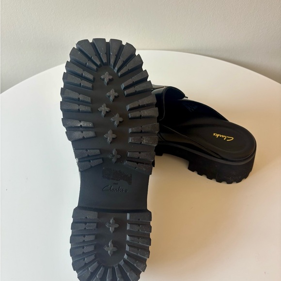 Clarks Black Leather Loafers with Buckle - Picture 4 of 7